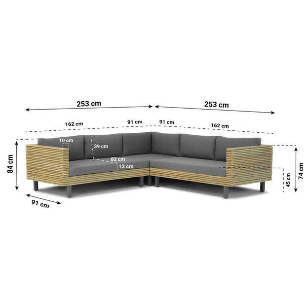 Lifestyle Garden Furniture New York/Brighton 140 cm hoek loungeset 4-delig