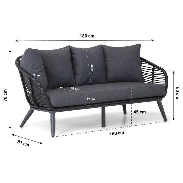 Coco Leonardo/Pacific 100 cm stoel-bank loungeset 4-delig