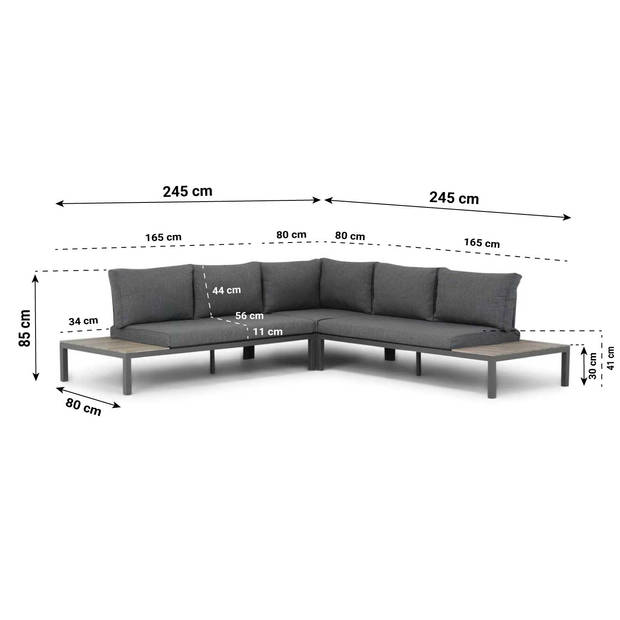 Domani Furniture La Festa platform loungeset 3 dlg antraciet/polywood