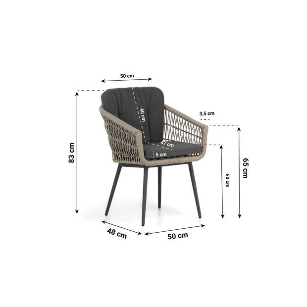 Lifestyle Garden Furniture Western/Graniet 140 cm rond dining tuinset 7-delig