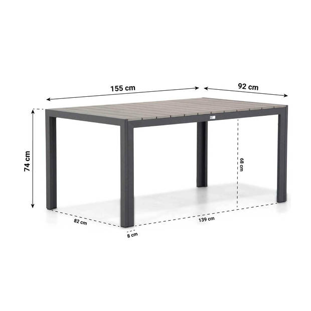 Domani Furniture Albergo/Young 155 cm dining tuinset 5-delig
