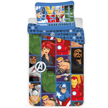 Marvel Avengers Cartoon Dekbedovertrek - Eenpersoons - 140 x 200 cm - Multi