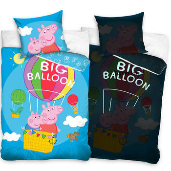Peppa Pig Dekbedovertrek Big Balloon - Eenpersoons - 140 x 200 - Katoen