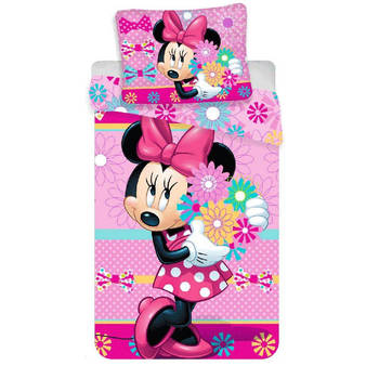 Disney Minnie Mouse Flowers - Dekbedovertrek - Eenpersoons - 140 x 200 cm - Roze