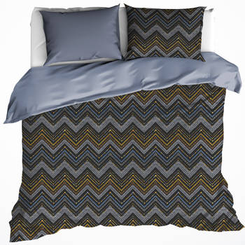 De Witte Lietaer Dekbedovertrek Sioux Blue Gray - Tweepersoons - 200 x 200/220 cm - Katoen Flanel