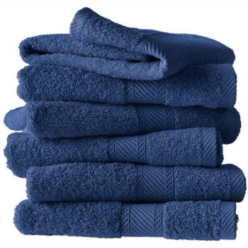 De Witte Lietaer Handdoeken Helene Blue Indigo 50 x 100 cm - 6 stuks - Katoen