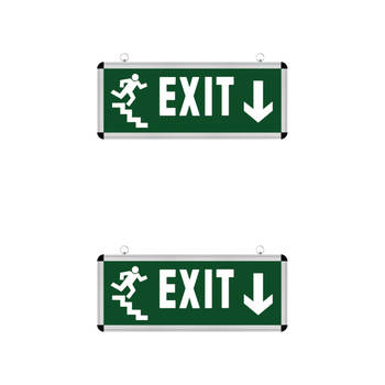 LED Noodverlichting Exit - 2 Pack - Rabonta Omlaag - Hangend - 3W