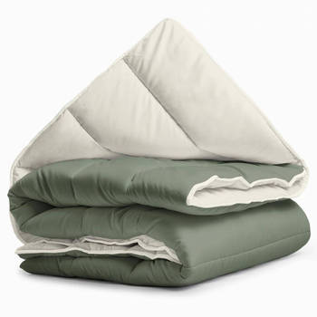 Sleeps Lazy Dekbed zonder overtrek Groen / Crème Eenpersoons 140x200cm - Anti Allergie Dekbed