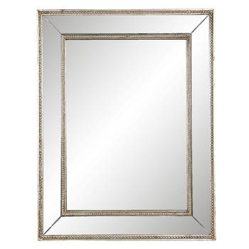Clayre & Eef Spiegel 40x50 cm Zilverkleurig Hout Rechthoek Grote Spiegel Zilverkleurig Grote Spiegel