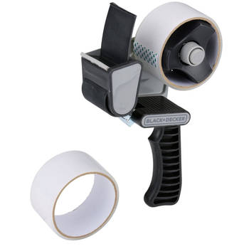 BLACK+DECKER Verpakkingstape Transparant Set - met 2 Rollen Tape 15 m - Taperoller - Dozentape