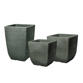 Keter Cotswold Plantenbak Vierkant - 3 stuks - 23L - 32x32x34cm en 34L 38x38x39cm en 36L - 33x33x48cm - Groen