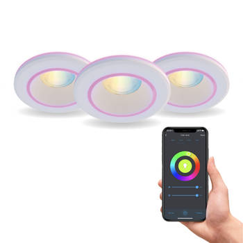Calex Halo Slimme Inbouwspot - RGB en Warm Wit Licht - Wit - 3 stuks