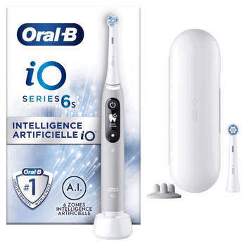 Oral-B iO 6S grijze, via Bluetooth verbonden elektrische tandenborstel, 2 opzetborstels, 1 reisetui
