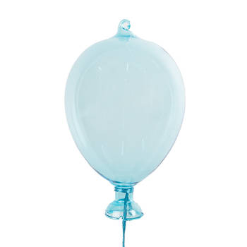 Clayre & Eef Decoratie Hanger Ballon Ø 10x17 cm Blauw Glas Blauw