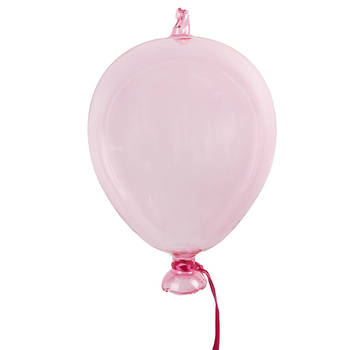 Clayre & Eef Decoratie Hanger Ballon Ø 14x21 cm Roze Glas Roze