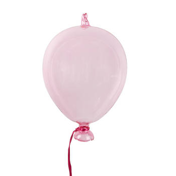 Clayre & Eef Decoratie Hanger Ballon Ø 10x17 cm Roze Glas Roze