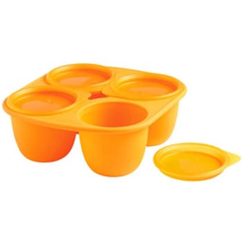 Mastrad - Baby Bewaarbox Siliconen voor 4 porties, 280 ml - Siliconen - Oranje