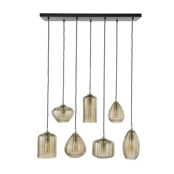 Hoyz Collection - Hanglamp 4+3 Stripe Glass Horizontal - Amberkleurig Glas