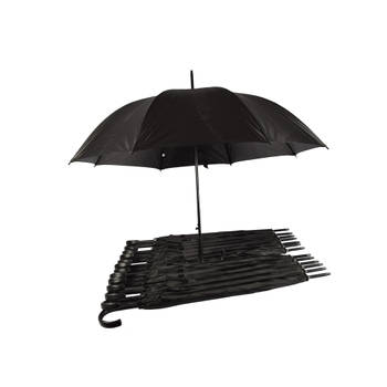 Groep van 14 Zwart Automatische Paraplu's - Gemaakt met Polyester en Aluminium, Diameter 115 cm, Lengte 93 cm.