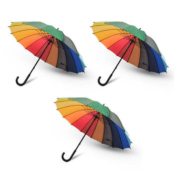 Bescherm Jezelf Tegen de Regen: 3x Grote Opvouwbare Paraplu's Bieden Optimale Bescherming - Diameter: 98 cm - Polyester