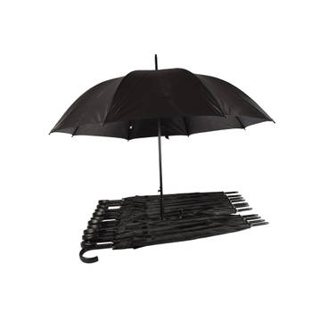 12x Paraplu's in Zwart - Polyester en Aluminium - Lengte 93cm - Diameter. 115cm - Automatische Paraplu