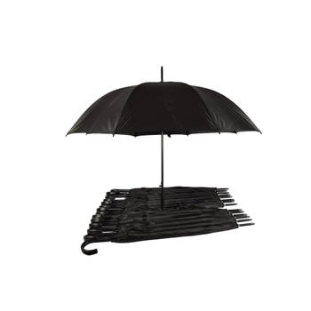 Automatische Paraplu Set van 15 - Zwart Polyester en Aluminium, 93 cm Lengte, 115 cm Diameter.