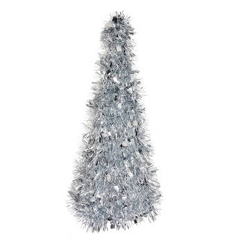 Clayre & Eef Kerstdecoratie Kerstboom Ø 16x38 cm Zilverkleurig Kunststof Zilverkleurig