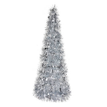Clayre & Eef Kerstdecoratie Kerstboom Ø 18x46 cm Zilverkleurig Kunststof Zilverkleurig