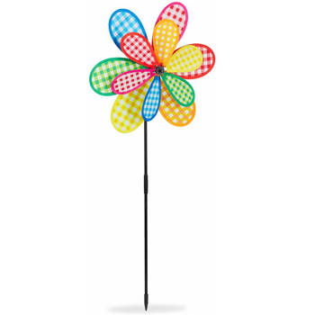 Relaxdays windmolen kind - tuinsteker bloem - windspinner regenboog tuin - tuindecoratie