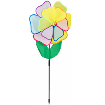 Relaxdays windmolen tuin - kleurrijke windspinner - tuinsteker kind - tuindecoratie bloem