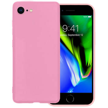 Basey Apple iPhone SE (2020) Hoesje Siliconen Hoes Case Cover - Donkerroze
