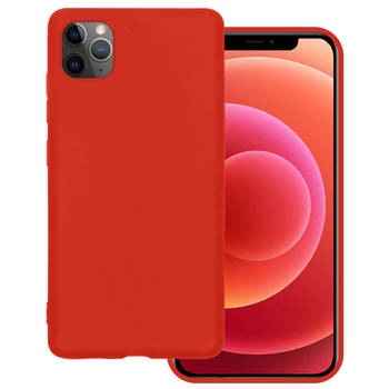 Basey Apple iPhone 12 Pro Max Hoesje Siliconen Hoes Case Cover -Rood