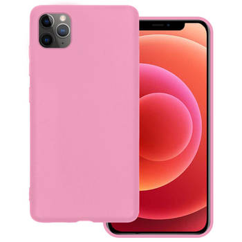 Basey Apple iPhone 11 Pro Max Hoesje Siliconen Hoes Case Cover - Lichtroze