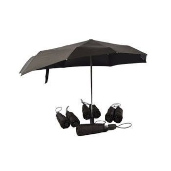 Zwarte Stormparaplu's, Opvouwbaar en Duurzaam - Set van 8, Polyester en Aluminium, 61.5 cm x 97 cm