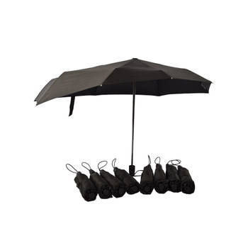 9-Pack Zwarte Stormparaplu's, Opvouwbaar - Polyester & Aluminium, 61.5 cm Lang, 97 cm Breed.