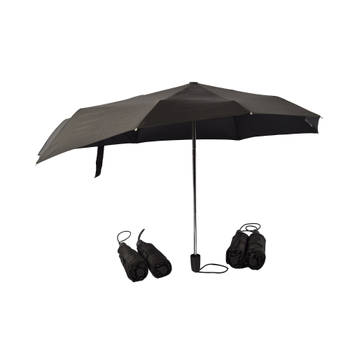 Bulkset van 5 Zwarte, Opvouwbare Paraplu's - Stormvast, Polyester en Aluminium, 97 cm Diameter, 61.5 cm Lang