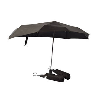 Zwart Opvouwbare Paraplu's - Hoogwaardige Waterdichte Regenponcho's - Set van 3 - Polyester en Aluminium Materiaal -