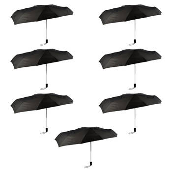 Foldable Black Storm Umbrella Set of 7 - 61.5 cm Length, 97 cm Diameter in Polyester and Aluminum