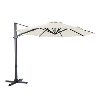 AXI Cyrus Premium Zweefparasol Rond Ø 300 cm in Antraciet / Beige Ronde Parasol voor tuin met Aluminium Frame