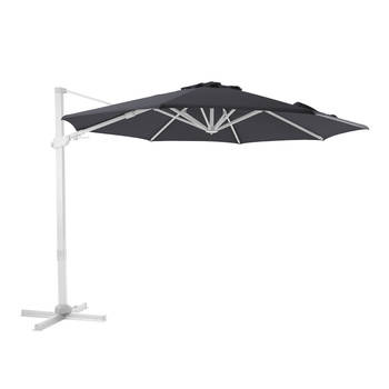 AXI Cyrus Premium Zweefparasol Rond Ø 300 cm in Wit / Grijs Ronde Parasol voor tuin met Aluminium Frame