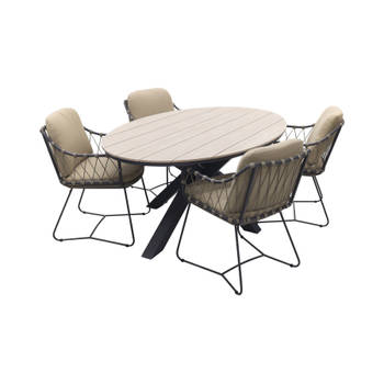 Taste Prego - Latte / GI Edison 180 x 115 cm. tafel - ovale tuinset