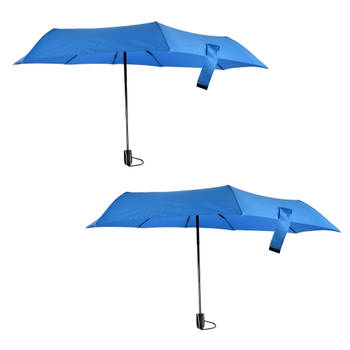 Dubbele set grote opvouwbare stormparaplu's van blauw polyester met aluminium frame Diameter 100 cm