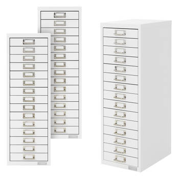 ML-Design set van 3 archiefkasten met 15 laden, 28x38x87 cm, wit, metalen ladekast DIN A4, kantoorkast met etikethouder,