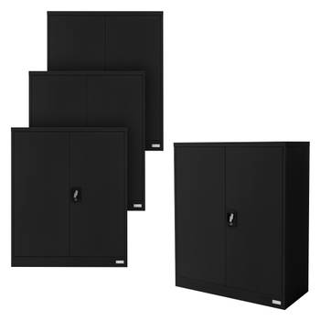 ML-Design set van 4 afsluitbare archiefkasten, 90x40x109 cm, zwart, gemaakt van staal, 3 in hoogte verstelbare