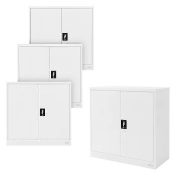 ML-Design set van 4 afsluitbare archiefkasten 90x40x90 cm wit, staal, 2 in hoogte verstelbare planken, kantoorkast 2