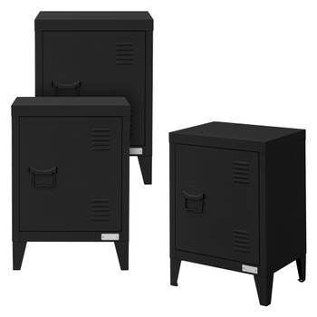 ML-Design set van 3 archiefkasten, 40x30x57,5 cm, zwart, staal, vrijstaande kantoorkast met 4 poten, kleine opbergkast,