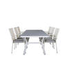 Virya tuinmeubelset tafel 100x200cm en 6 stoel Anna wit, grijs.