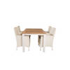 Panama tuinmeubelset tafel 90x152/210cm en 4 stoel Malin wit, naturel.