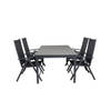 Levels tuinmeubelset tafel 100x160/240cm en 4 stoel Break zwart, grijs.
