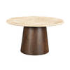 Livingfurn - Eetkamertafel Valentino Round 130cm - Mangohout / Travertin